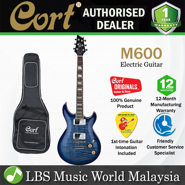 Cort M600 Double Cutaway Set In Mahogany Die Cast HH Pickup Bright Blue Electric Guitar (M 600)
