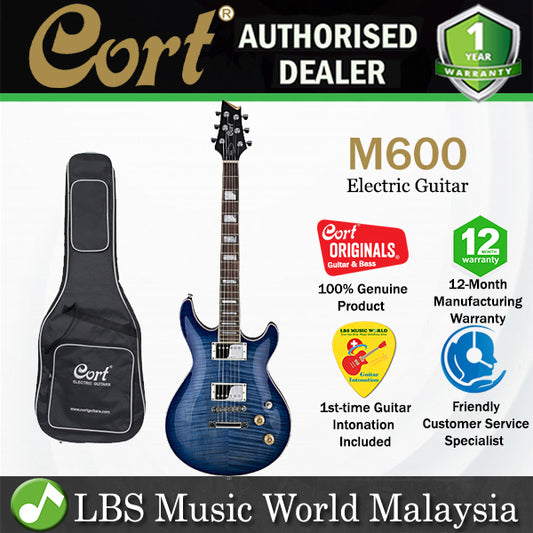 Cort M600 Double Cutaway Set In Mahogany Die Cast HH Pickup Bright Blue Electric Guitar (M 600)