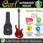 Cort Action Bass Plus 4 String Double Cutaway Bolt On Poplar Red Electric Bass Guitar