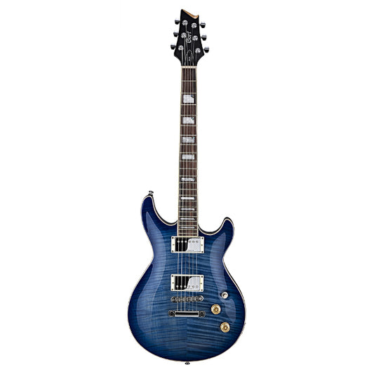 Cort M600 Double Cutaway Set In Mahogany Die Cast HH Pickup Bright Blue Electric Guitar (M 600)