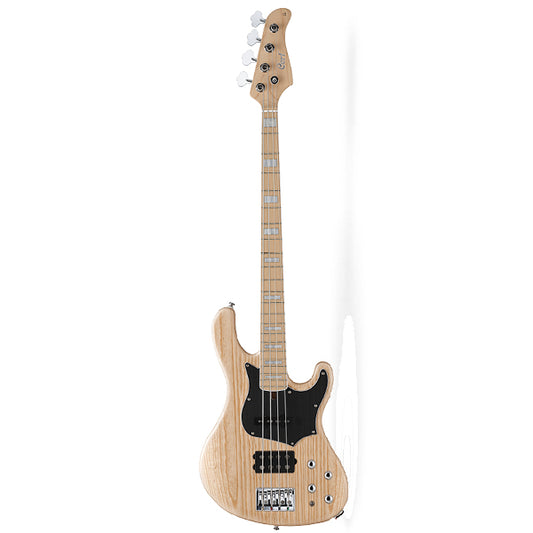 Cort GB74 4 String Double Cutaway Bolt On Swamp Ash Electric Bass Guitar Open Pore Natural (GB 74)