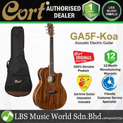 Cort GA5F-Koa Cutaway Grand Auditorium  Solid Sitka Spruce Acoustic Electric Guitar (GA5F)