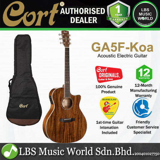 Cort GA5F-Koa Cutaway Grand Auditorium  Solid Sitka Spruce Acoustic Electric Guitar (GA5F)