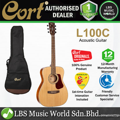 Cort L100C Concert Body Solid Spruce Top with Bag Acoustic Guitar