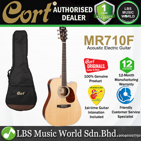 [Discontinued] Cort MR710F Dreadnought Solid Sitka Spruce Top Acoustic Electric Guitar Natural