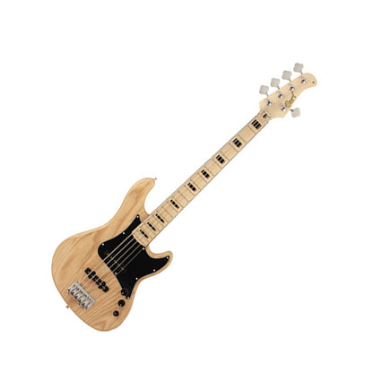 Cort GB55JJ 5 String Double Cutaway Bolt On Swamp Ash Electric Bass Guitar Natural (GB55 JJ)