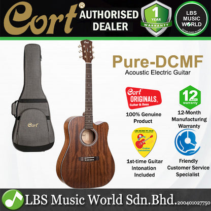 Cort Pure-DCMF Dreadnought Cutaway Solid Mahogany Top Acoustic Electric Guitar