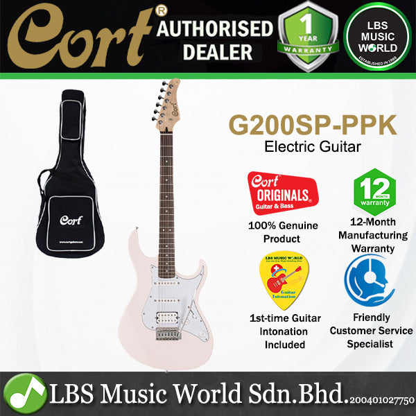 Cort G200SP Poplar Body HSS Pickup with Tremolo Electric Guitar - Pastel Pink (G200 SP)