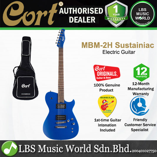 Cort MBM-2H META Series Basswood Body with Sustainiac Pickup Electric Guitar - Meta Blue (MBM2H BBE)