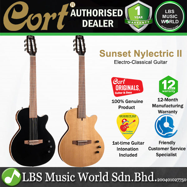 Cort Sunset Nylectric II Sunset Mahogany Body Solid Sitka Spruce Top with VTB Preamp Electric Classical Guitar