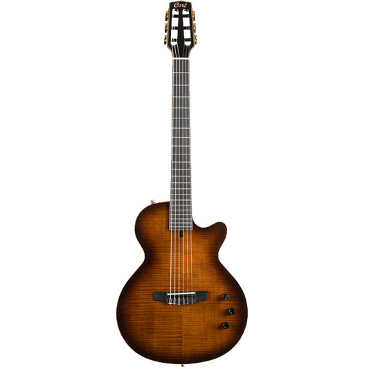 Cort Sunset Nylectric DLX Mahogany Boday  Flamed Maple Veneer Top Electric Electric Classical Guitar - Tobacco Sunburst