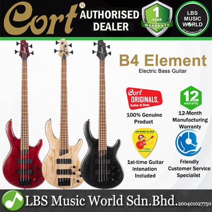 Cort B4 Element 4 String Artisan Series Mahogany Body Ash Top with MK-1 Pickups Electric Bass Guitar