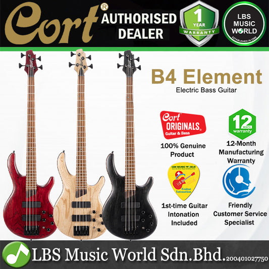 Cort B4 Element 4 String Artisan Series Mahogany Body Ash Top with MK-1 Pickups Electric Bass Guitar