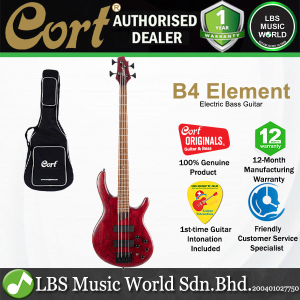 Cort B4 Element 4 String Artisan Series Mahogany Body Ash Top with MK-1 Pickups Electric Bass Guitar
