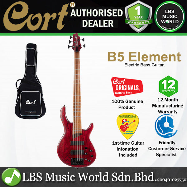 Cort B5 Element 5 String Artisan Series Mahogany Body Ash Top with MK-1 Pickups Electric Bass Guitar