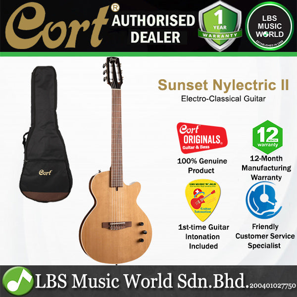 Cort Sunset Nylectric II Sunset Mahogany Body Solid Sitka Spruce Top with VTB Preamp Electric Classical Guitar