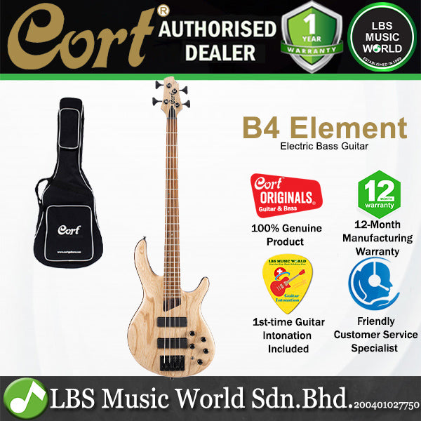Cort B4 Element 4 String Artisan Series Mahogany Body Ash Top with MK-1 Pickups Electric Bass Guitar