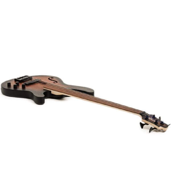 Cort B4FL MHPZ 4 String Mahogany Body Ovangkol Top Electric Bass Guitar - Open Pore Trans Black Burst (B4FLMHPZ)