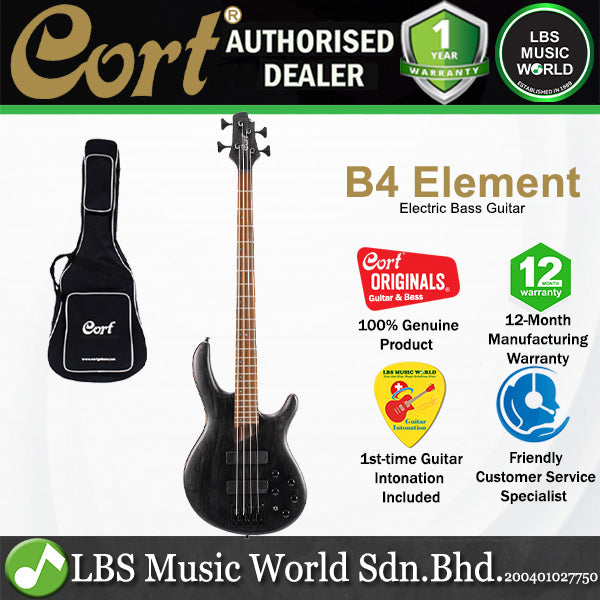 Cort B4 Element 4 String Artisan Series Mahogany Body Ash Top with MK-1 Pickups Electric Bass Guitar