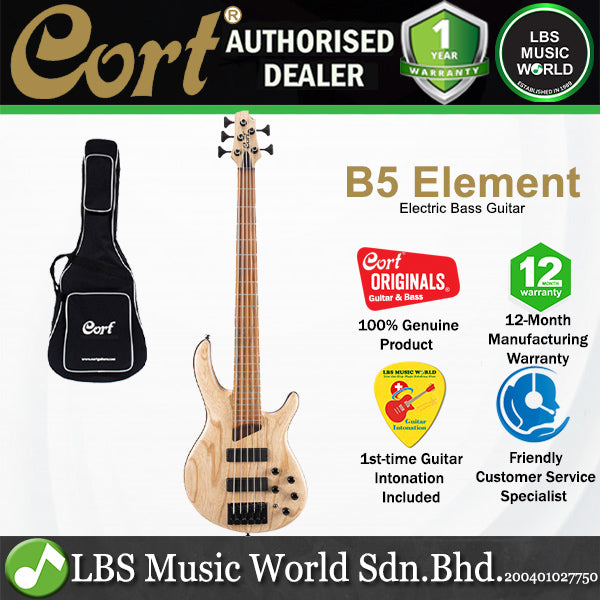 Cort B5 Element 5 String Artisan Series Mahogany Body Ash Top with MK-1 Pickups Electric Bass Guitar