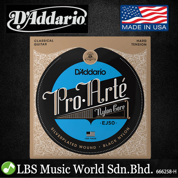 D'addario EJ50 Pro-Arte’ Black Nylon Hard Tension Classical Guitar (EJ 50)