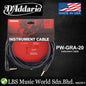D'addario 1/4" to 1/4" Right Angle Custom Series Instrument Cable (PWGRA10 PWGRA20)