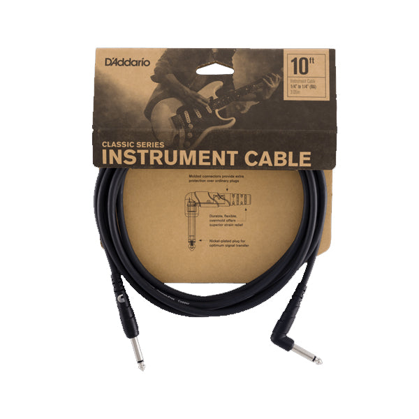 D'addario PW-CGTRA10 1/4" to 1/4" Classic Instrument Cable Right Angle (PWCGTRA10 PWCGTRA20)