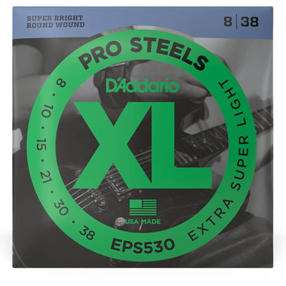 D'addario EPS530 Extra Super Light XL ProSteel Electric Guitar Strings (08-38)