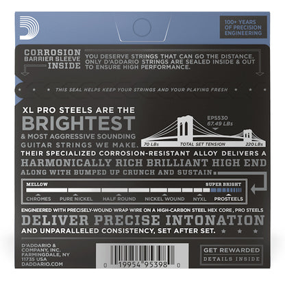 D'addario EPS530 Extra Super Light XL ProSteel Electric Guitar Strings (08-38)