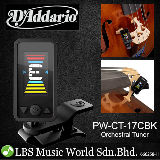 D'Addario PW-CT-17CBK Eclipse Clip On Chromatic Orchestral Tuner for Cello and Double Bass - Black (PWCT17 CBK)