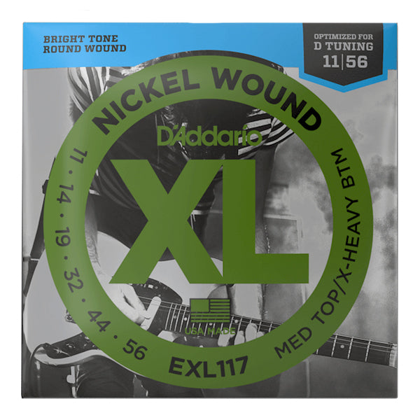 D'Addario EXL117 Nickel Wound Medium Top Extra Heavy Bottom Daddario Electric Guitar Strings (011-056)