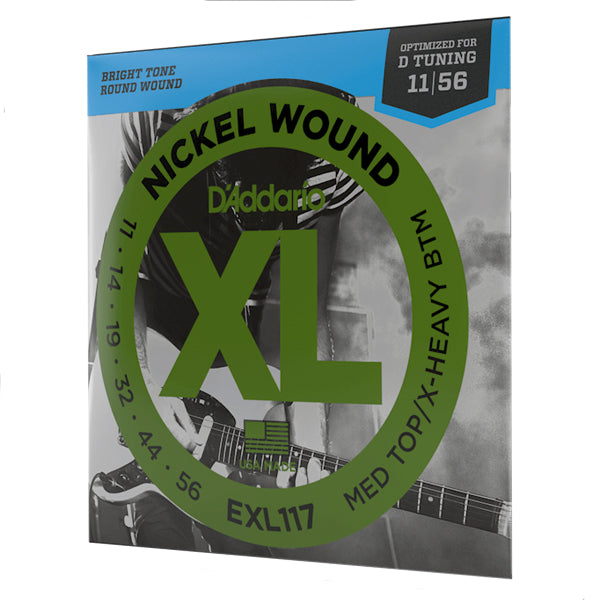 D'Addario EXL117 Nickel Wound Medium Top Extra Heavy Bottom Daddario Electric Guitar Strings (011-056)