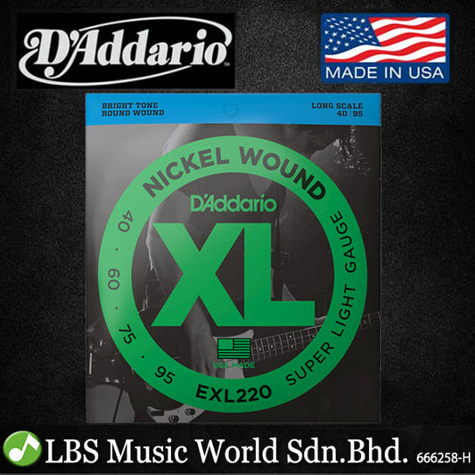 D'addario EXL220 Nickel Wound Super Light Long Scale Electric Bass Strings (EXL 220)