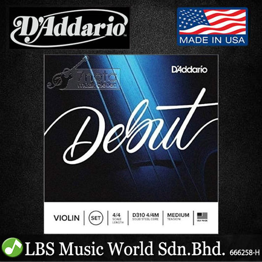 D'addario D310 4/4M Solid Steel Core Medium Tension Violin String Set For 4/4 Violin (Daddario)