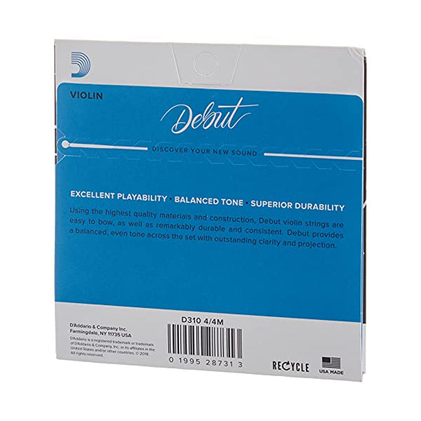 D'addario D310 4/4M Solid Steel Core Medium Tension Violin String Set For 4/4 Violin (Daddario)