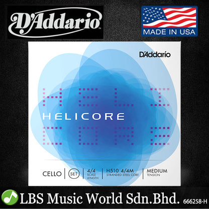 D'addario H510 4/4M Helicore Cello String Set Medium Tension 4/4 Scale Full Size Cello