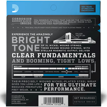 D'addario EXL220 Nickel Wound Super Light Long Scale Electric Bass Strings (EXL 220)