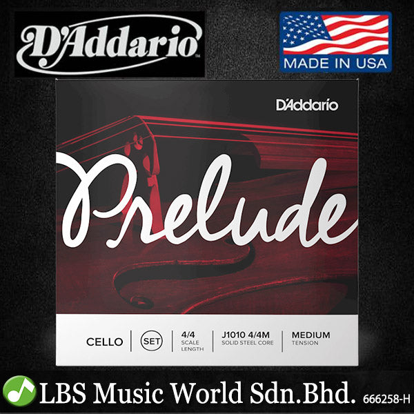 D'addario J1010 4/4M Prelude Cello String Set Medium Tension 4/4 Scale Full Size Cello