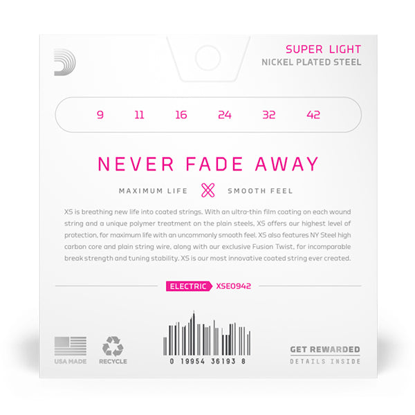 D'addario XSE 0942 Super Light Nickel Plated Steel Coated Electric Guitar Strings Anti Rust (XSE0942)