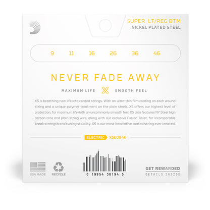 D'addario XSE 0946 Light Nickel Plated Steel Coated Electric Guitar Strings Anti Rust (XSE0946)