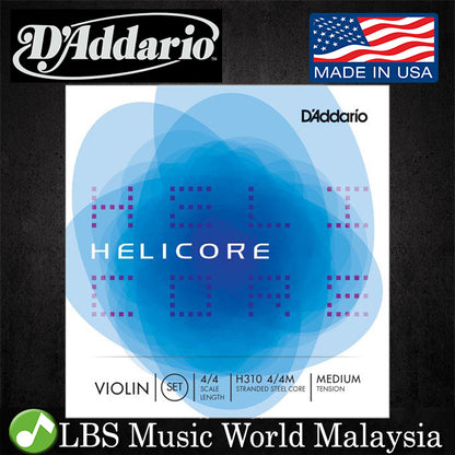 D'addario H310 4/4M Helicore Violin String Set Medium Tension 4/4 Scale String Daddario (H 310)