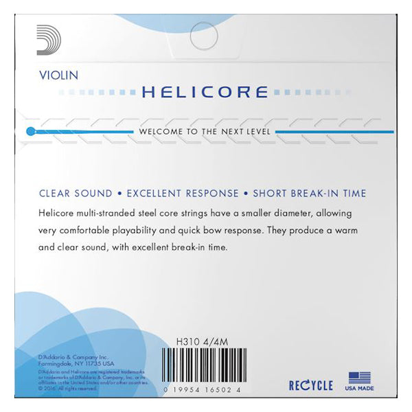 D'addario H310 4/4M Helicore Violin String Set Medium Tension 4/4 Scale String Daddario (H 310)