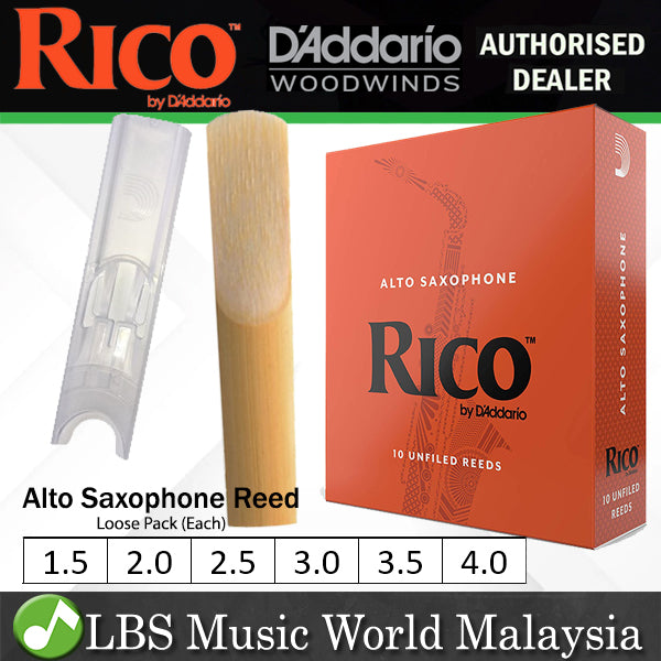 Rico by D'addario Alto Saxophone Reed Loose Pack - 1.5 / 2.0 / 2.5 / 3.0 / 3.5 / 4.0 - Each (Daddario Sax Reeds)