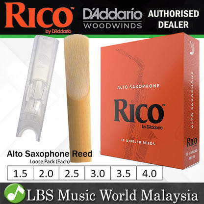 Rico by D'addario Alto Saxophone Reed Loose Pack - 1.5 / 2.0 / 2.5 / 3.0 / 3.5 / 4.0 - Each (Daddario Sax Reeds)
