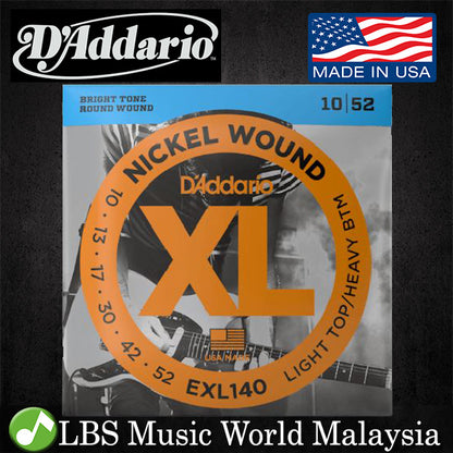 D'addario EXL140 Nickel Wound Light Top/Heavy Bottom 010-052 Electric String (EXL 140)