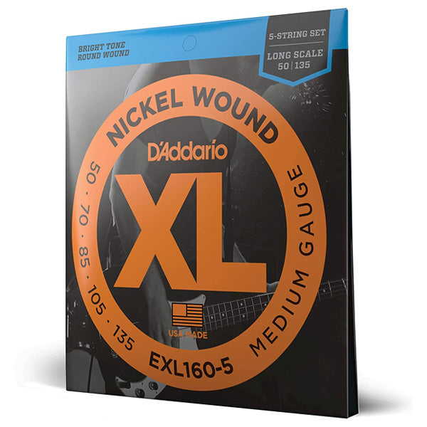 D'addario EXL160-5 5 String Electric Bass Guitar Strings Nickel Wound Medium Bright Tone - Daddario (50-135)