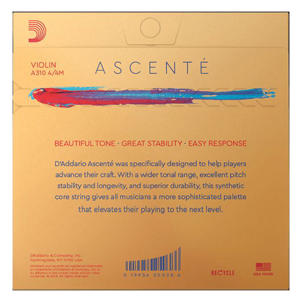 D'addario A310 4/4M Ascenté Violin String Set Medium Tension 4/4 Scale String Daddario (A 310)