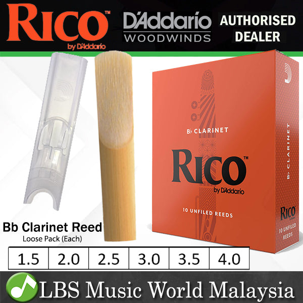 Rico by D'addario Bb Clarinet Reed Loose Pack - 1.5 / 2.0 / 2.5 / 3.0 / 3.5 / 4.0 - Each (Daddario Reeds)