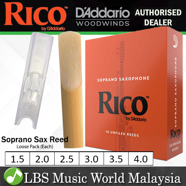Rico by D'addario Soprano Saxophone Reed Loose Pack - 1.5 / 2.0 / 2.5 / 3.0 / 3.5 / 4.0 - Each (Daddario Sax Reeds)