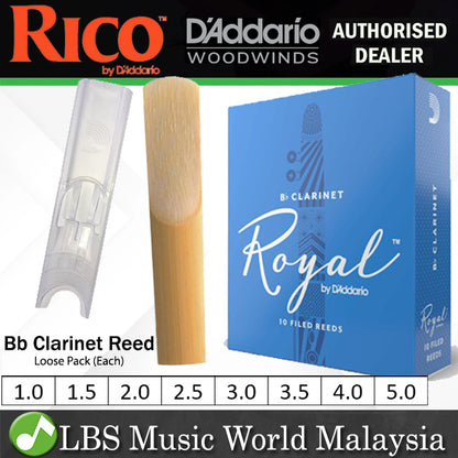 Royal by D'addario Bb Clarinet Reed Loose Pack - 1.0 / 1.5 / 2.0 / 2.5 / 3.0 / 3.5 / 4.0 / 5.0 - Each (Daddario Reeds)